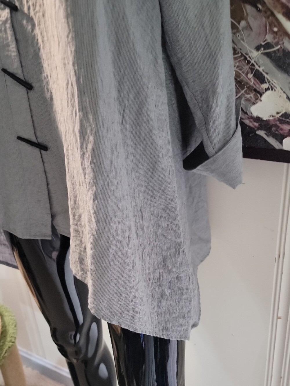 Habitat Light Gray Button-Front Tunic Top - Picture 3 of 6